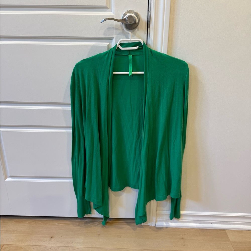 Garage Asymetrical Vibrant Green Open Front Cardigan